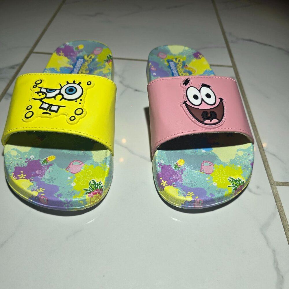 Women's Ground Up SpongeBob Slide Sandals Multicolor Size 7